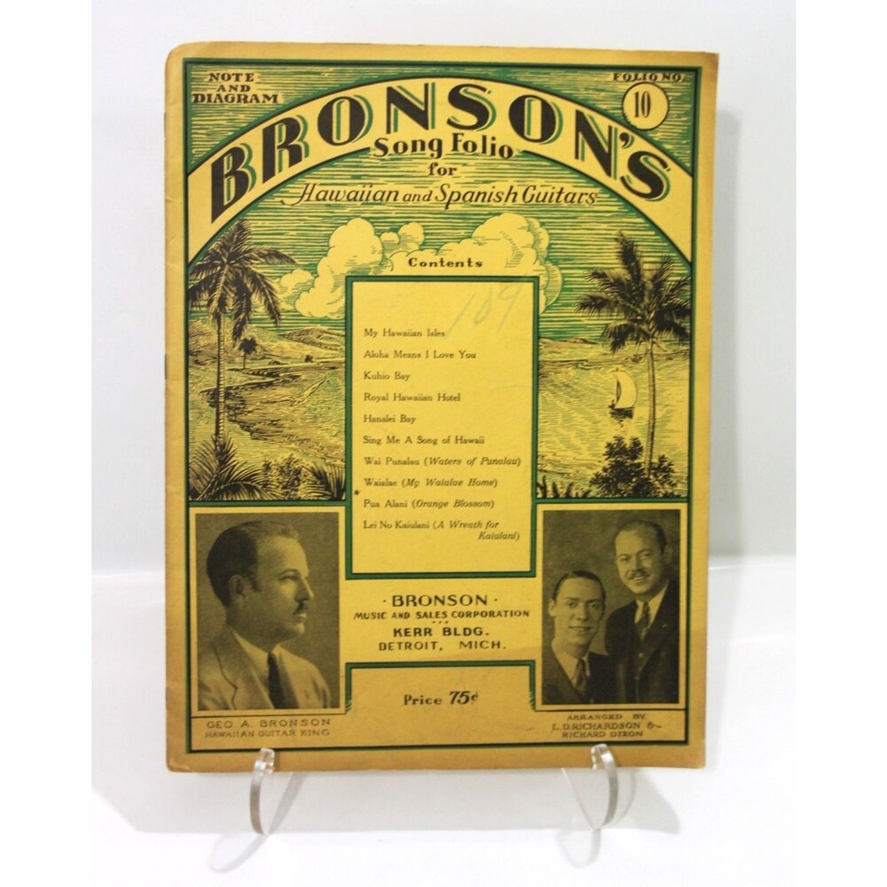 Bronson's Song Folio No 10 Hawaiian Spanish Guitar Vintage 1936 Sheet Music Book